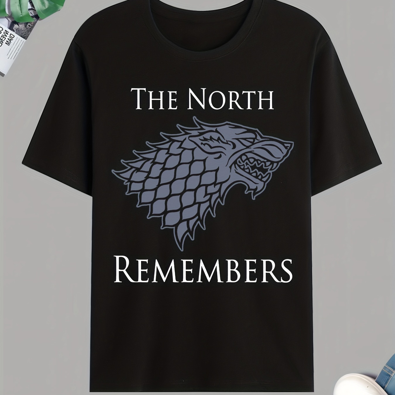

'remember The North' Print T Shirt, Tees For Men, Casual Short Sleeve Tshirt For Summer Spring Fall, Tops As Gifts