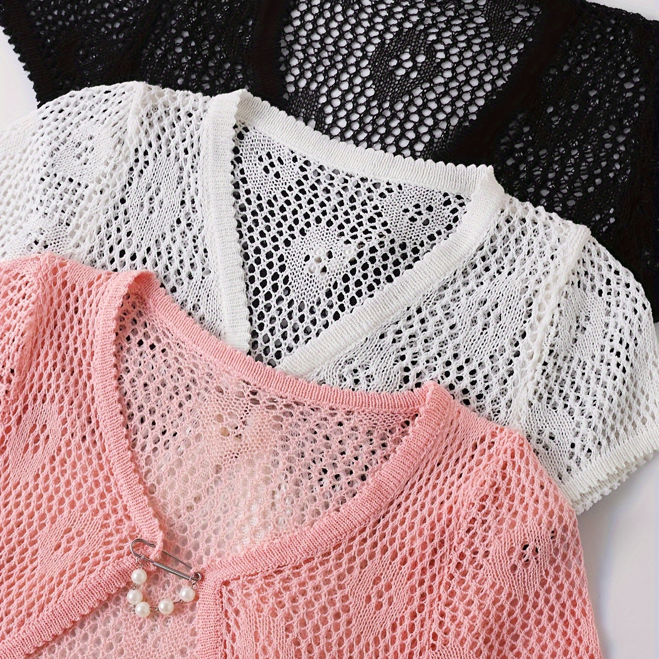 

Short Knit Sweater Jacket Hollow Piece Set