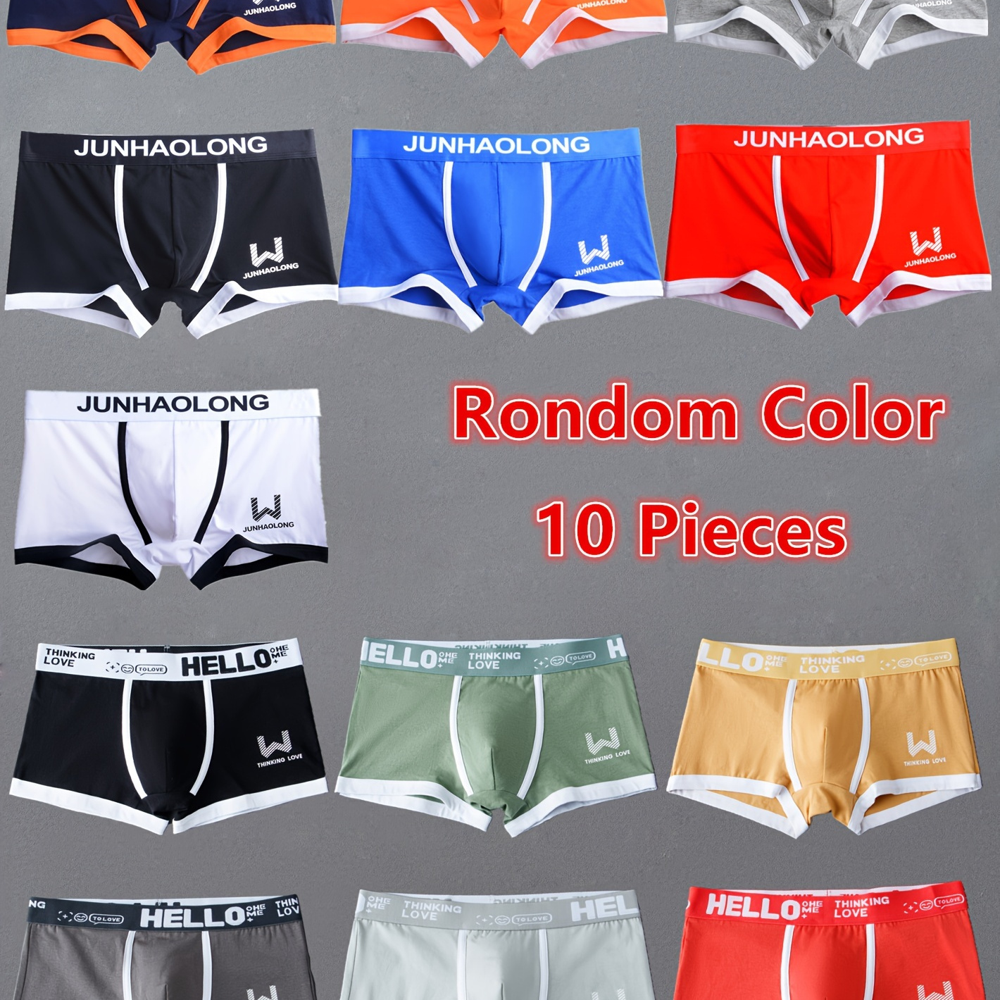 

Random 10pcs Men's Fashion Boxer Briefs, Youth Breathable Comfy Boxer Trunks, Elastic Sports Shorts, Men's Casual Underwear For Daily Wear