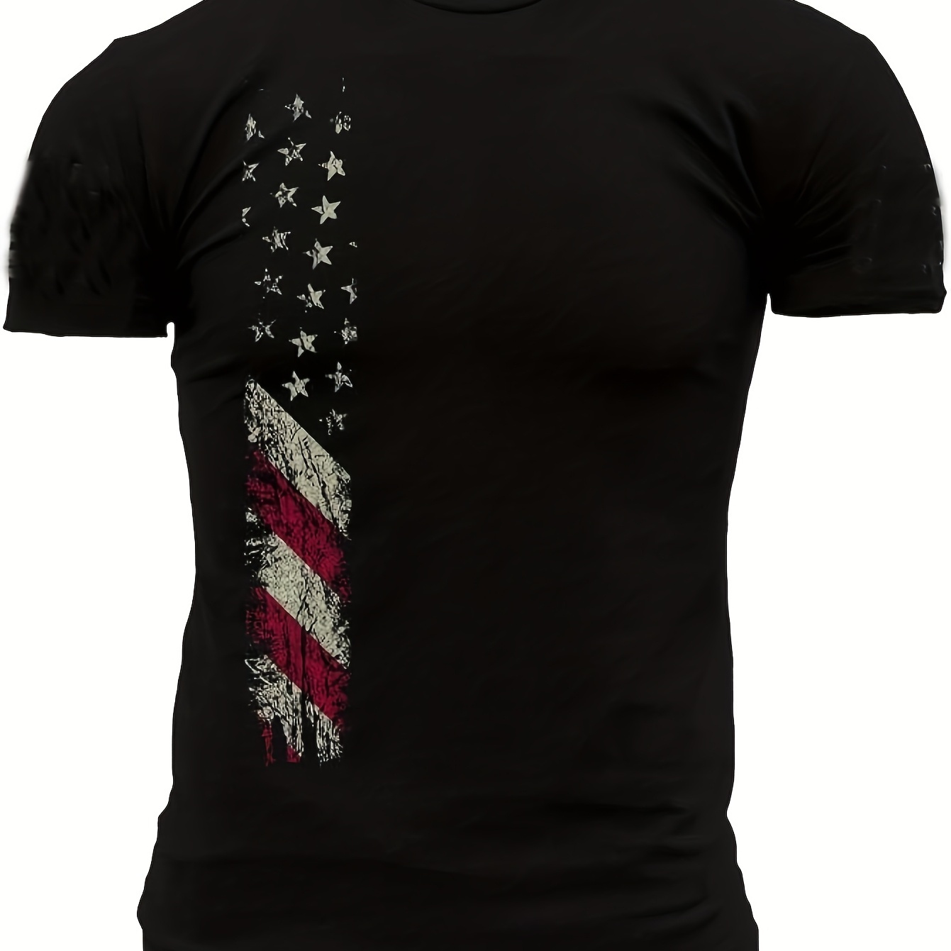 

Style Men's T-shirt - 100% Cotton, Casual Round Neck Tee With American Flag Print, Casual Attire