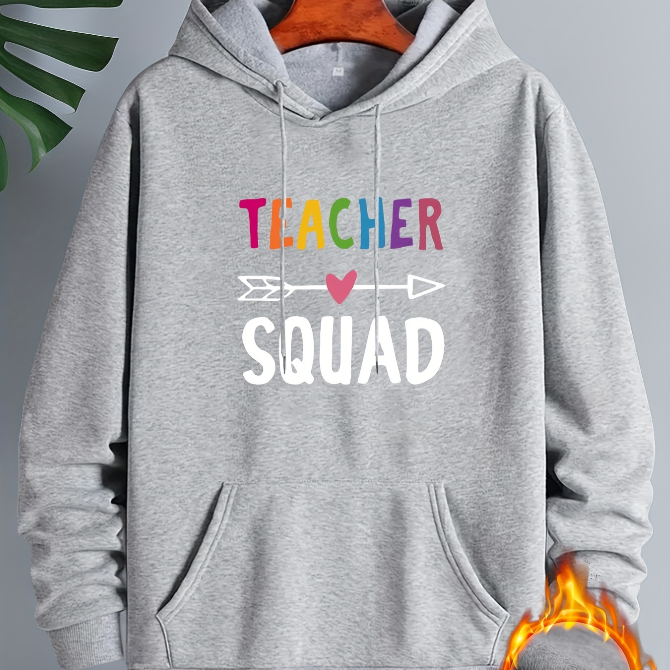 

Teacher Squad Print Hoodie, Cool Hoodies For Men, Casual Hooded Sweatshirt With Kangaroo Pocket For Winter And Fall, Style, Conventional Version