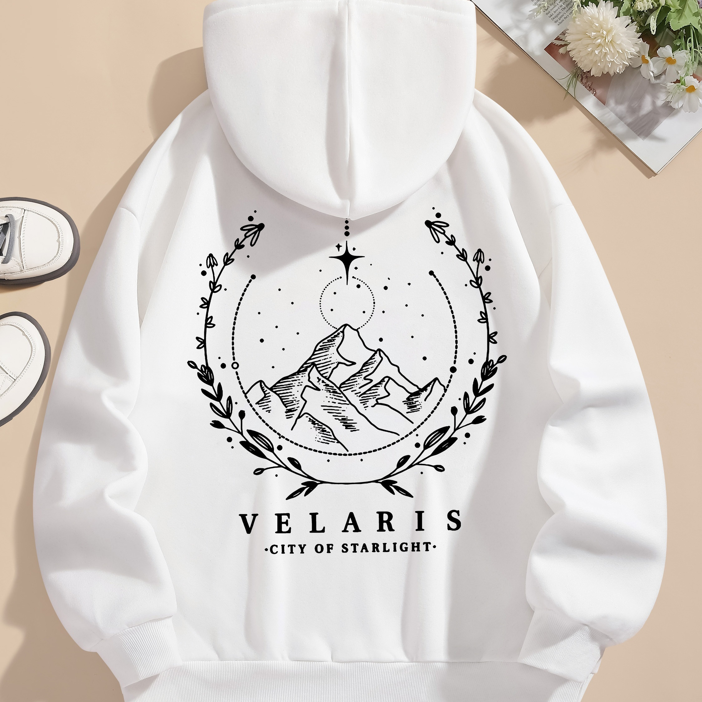 

Mountains Print Hoodie, Drawstring Casual Hooded Sweatshirt For Winter & Fall, Women's Clothing