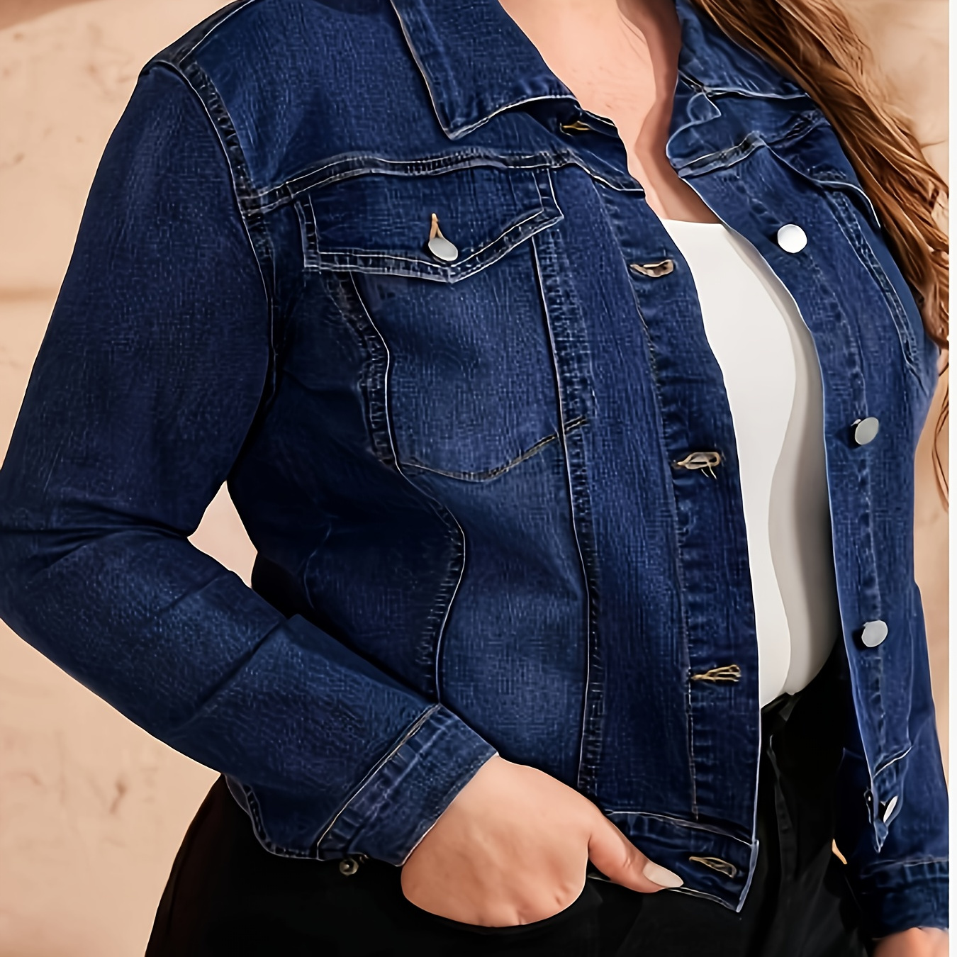 

1pc Women's Plus Size - , Lapel , , , For /fall