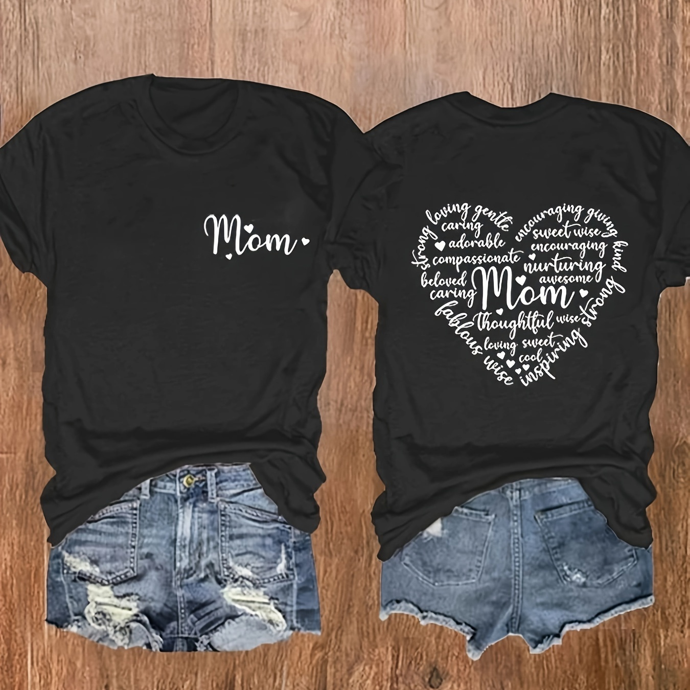 

Mama Letter Print T-shirt, Short Sleeve Crew Neck Casual Top For Summer & Spring, Women's Clothing