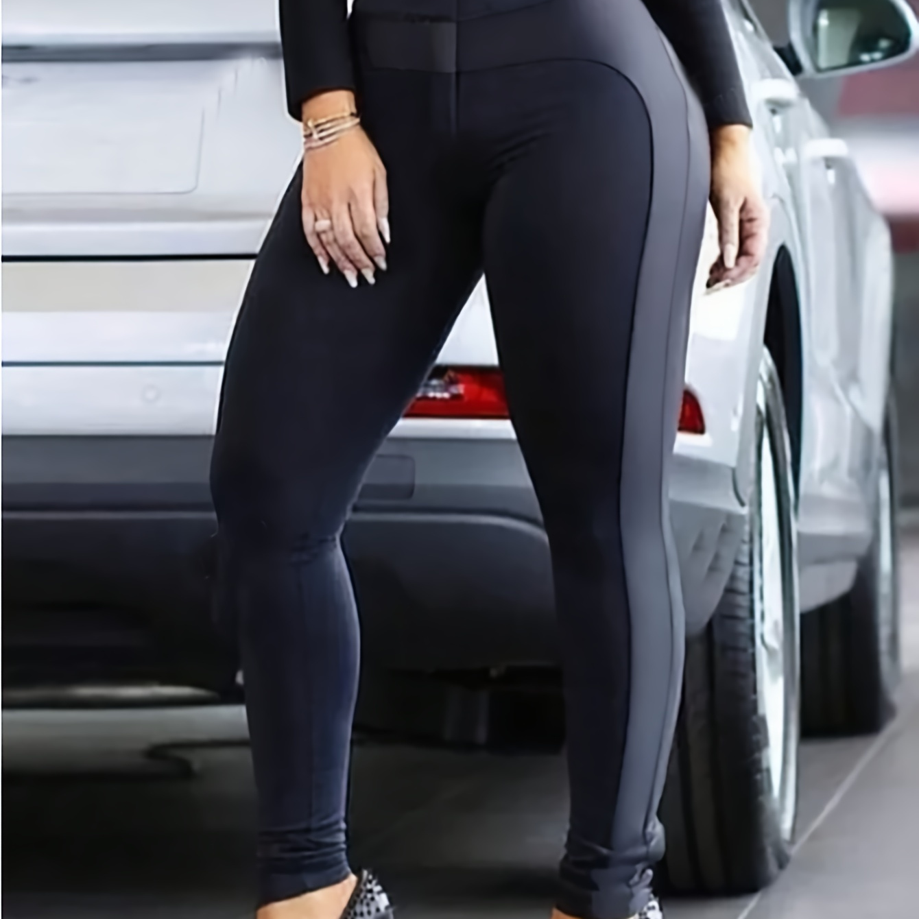 

Elegant Pu Leggings For Women - Stretchy, Machine Washable, Spring & Fall