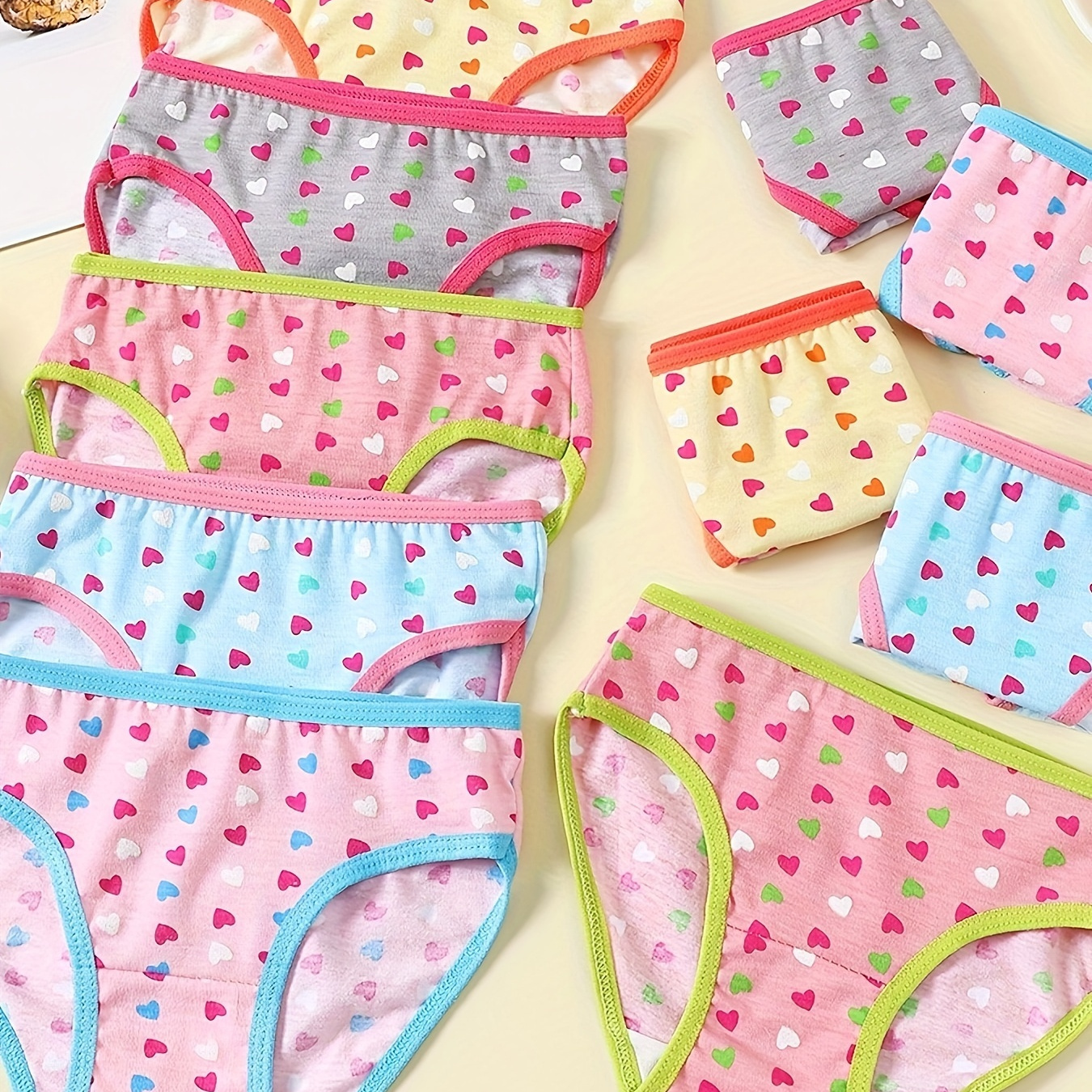 Girls Cute Toddlers Briefs Cotton Random Pattern Full Heart - Temu
