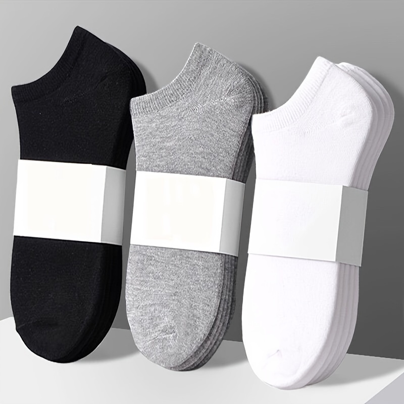 5pairs Men's Cotton Breathable Soft Comfortable Solid Color Sweat-absorbing Ankle Socks Boat Socks Summer