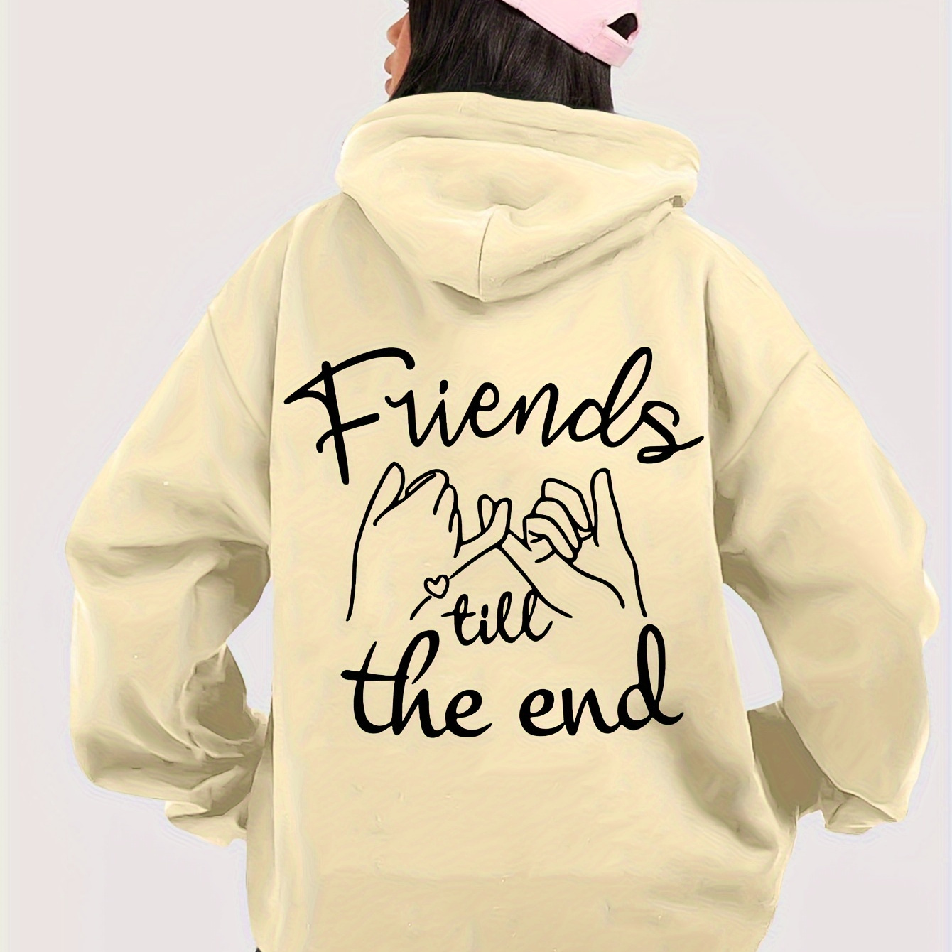 

Women's Casual Hoodie Till Letter Print - Cozy Polyester, Machine Washable, Kangaroo Pocket | Spring/fall