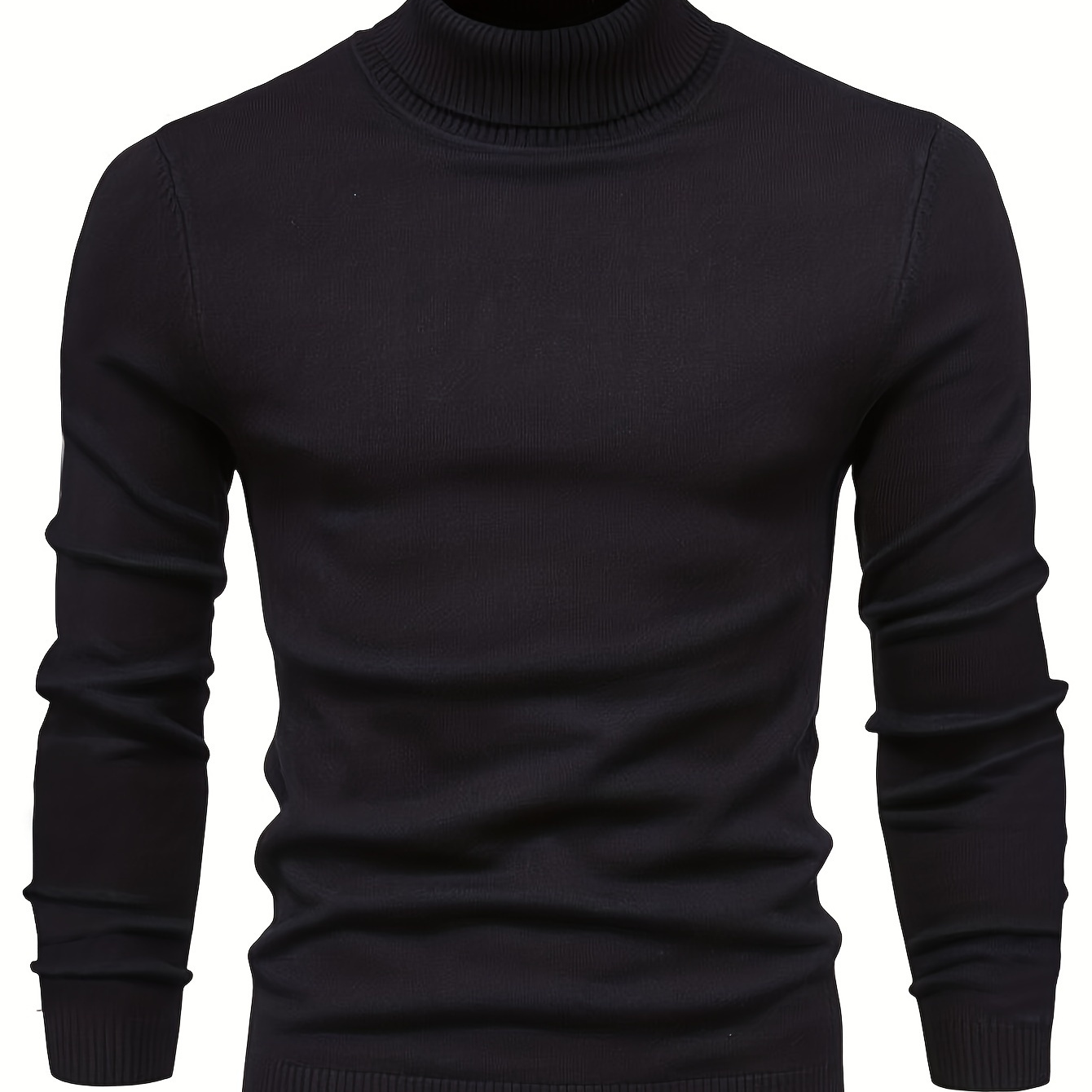 Plus Size Men's Solid Turtleneck Sweater Casual Fashion Long Sleeve Knit Pullover For Fall Winter, Men's Clothing