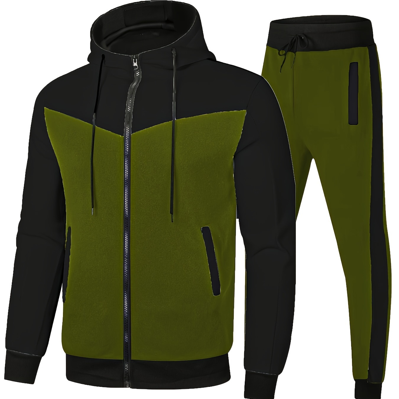 

Costume pièces pour homme avec capuche, zipper, veste respirante décontractée et pantalon de survêtement taille haute décontracté convenant pour et , vêtement pour homme