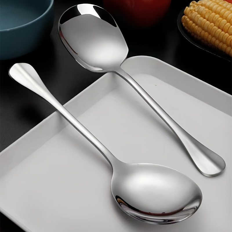 Clupup Square Head Stainless Steel Spoons, Rice& Soup Spoons