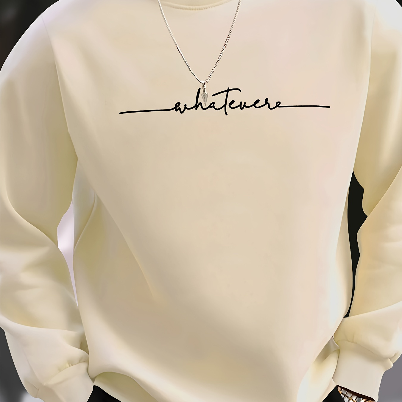 

Whatever Letter Print Men's Long Sleeve Crew Neck Sweatshirt, Pullover Sweatshirt, Casual Comfortable Versatile Top For Spring & Autumn, Outdoor Sports