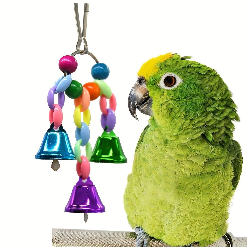 1pc Colorful Beads Bell String Toy for Parrots - Interactive Chain Toy for Birds