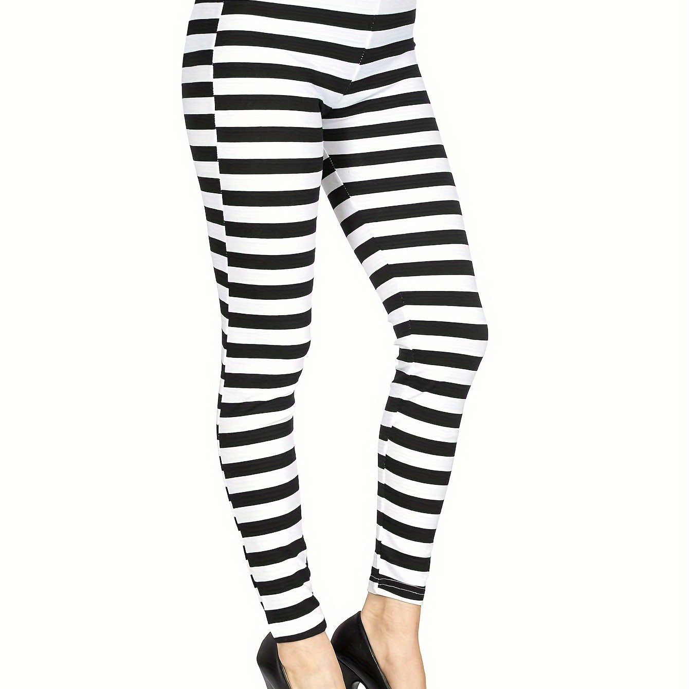

Stripe Print Skinny Leggings, Casual High Waist Stretchy Leggings, Women's Clothing