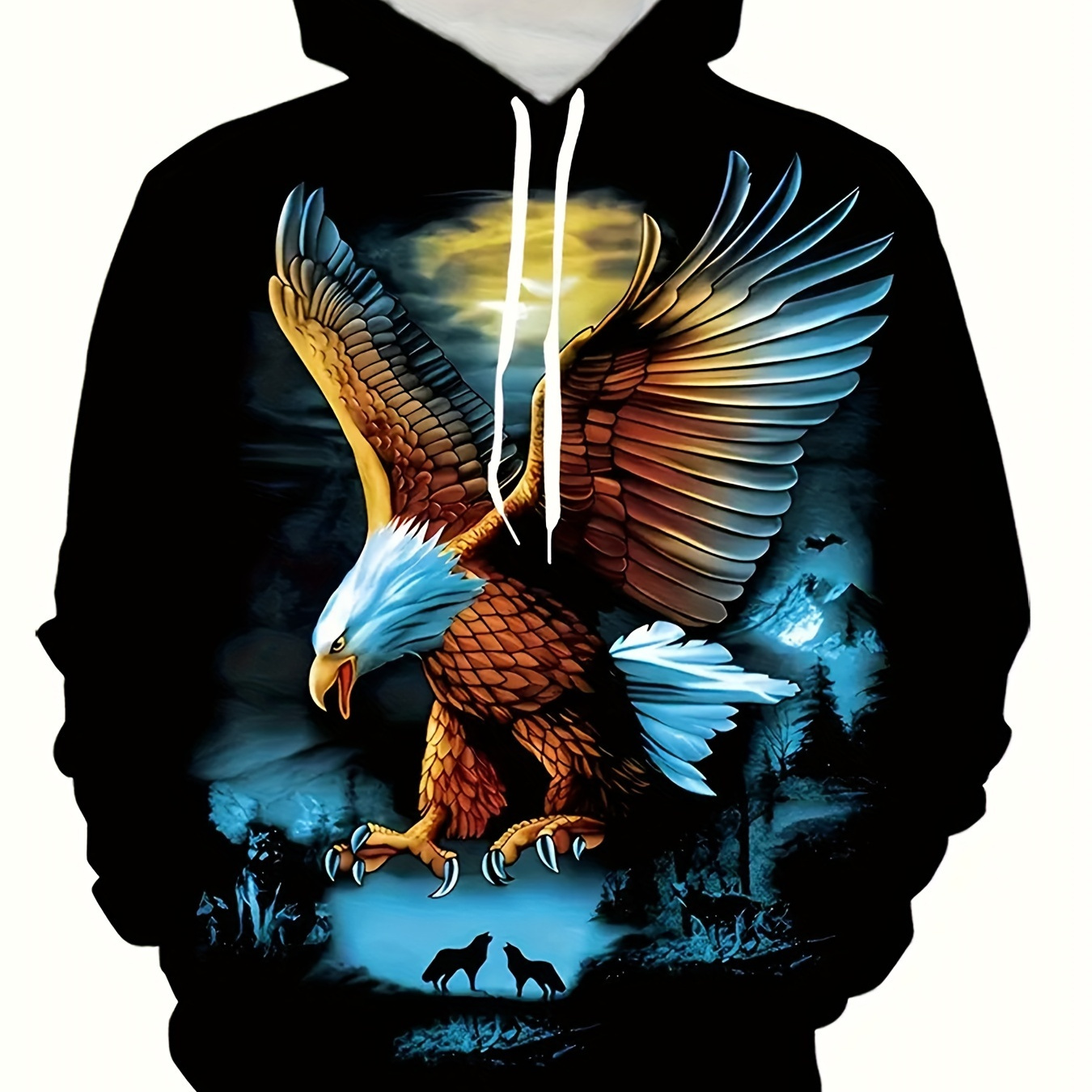 

3d Eagle Print Men's Trendy Long Sleeve Casual Sports Hoodies Sweatshirt For Outdoor Daily Wear, Spring And Autumn