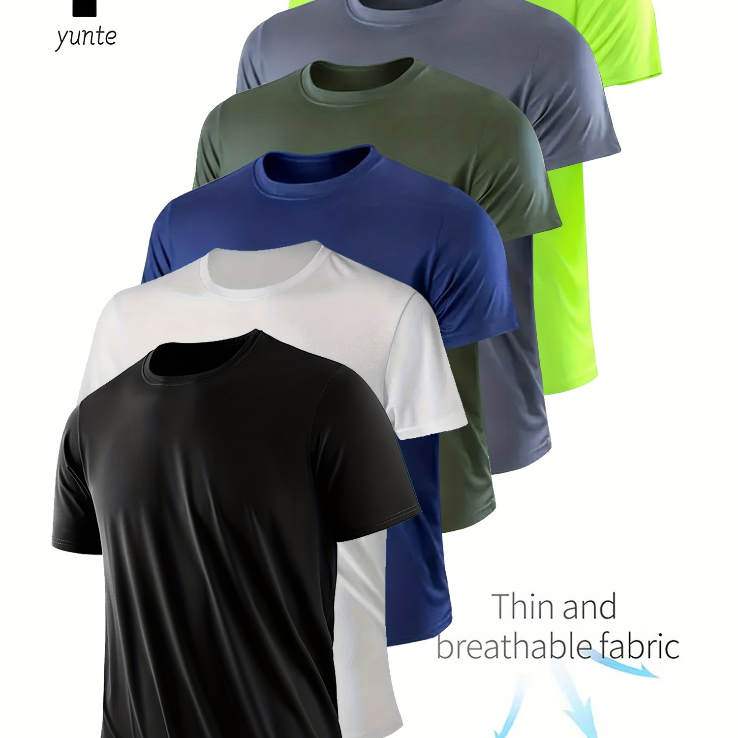 

6pcs -dry Athletic T-shirts - , Moisture-wicking In , , , Army , , Fluorescent - For Gym, &