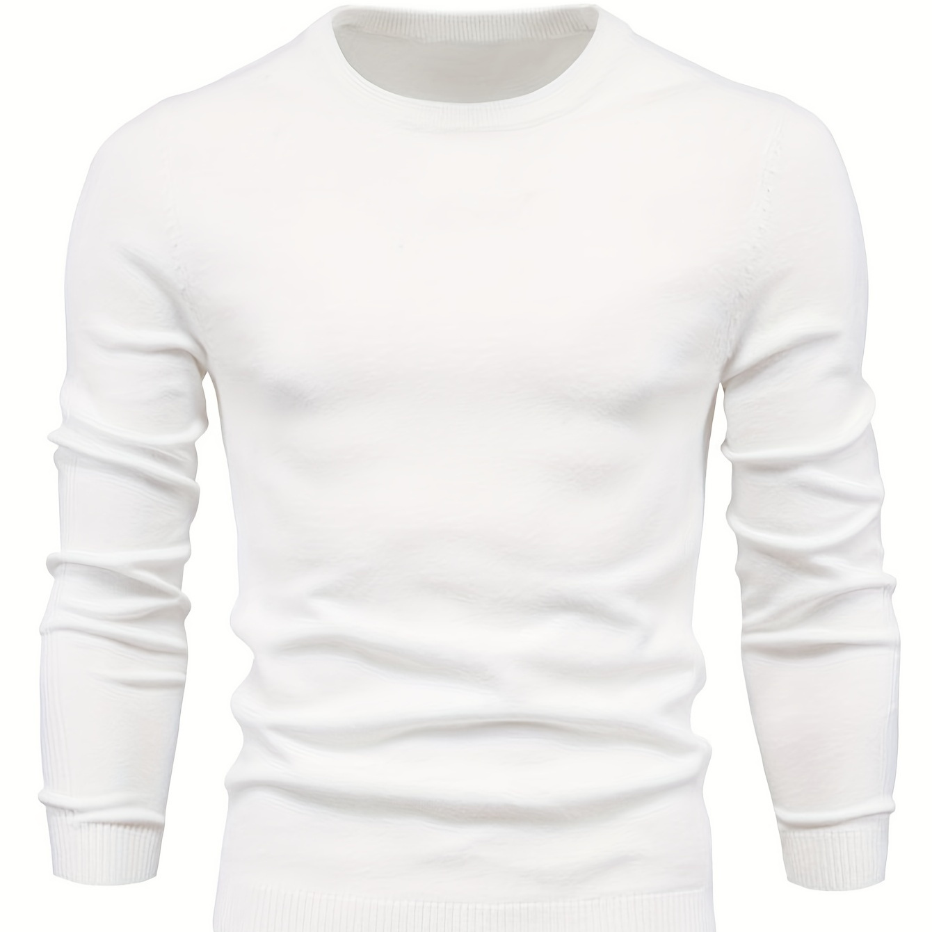 

Men' Knitted Pullover, Casual Long Sleeve Crew Neck Sweater For