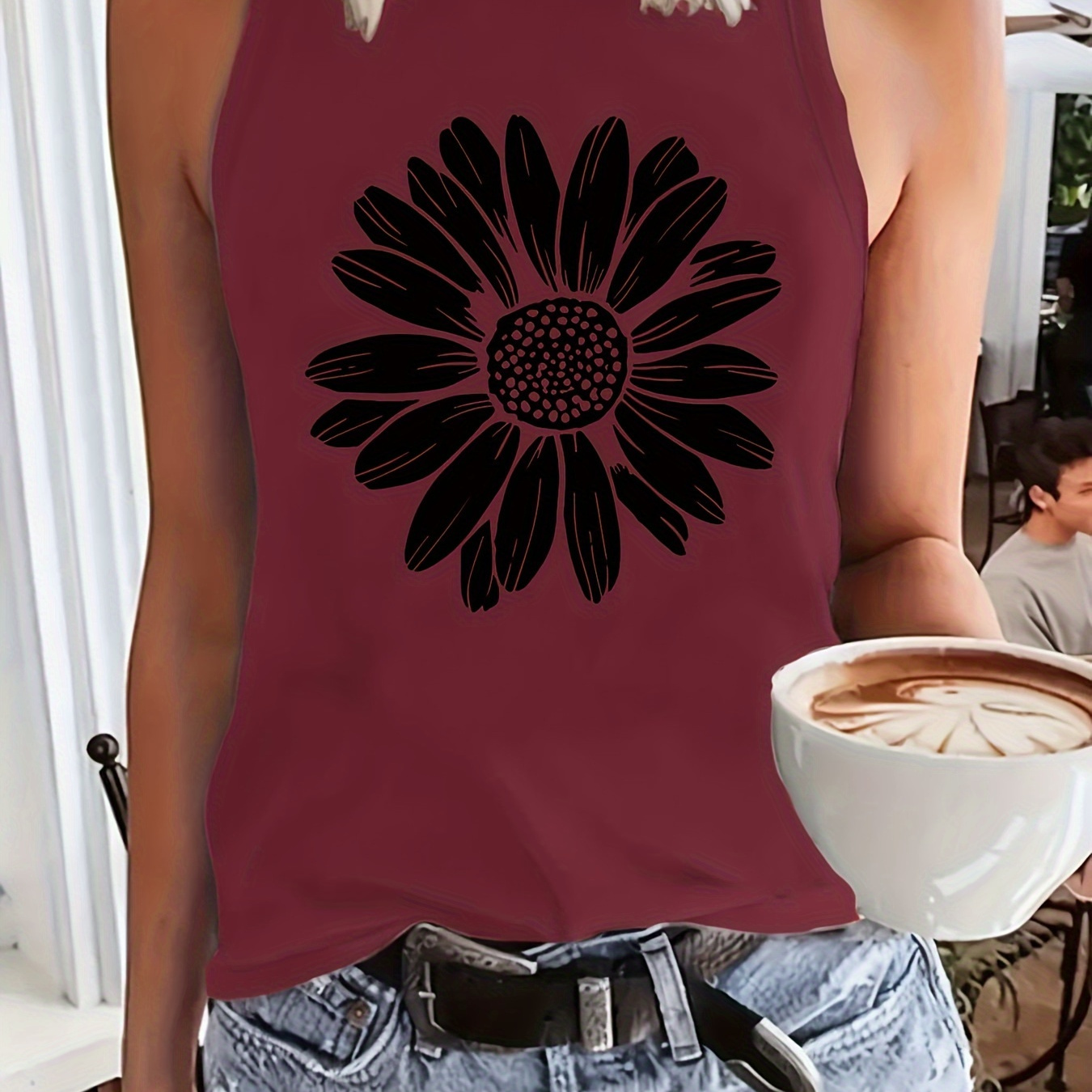 

Floral Print Tank Top, Sleeveless Casual Top For Summer & Spring, Women's Clothing