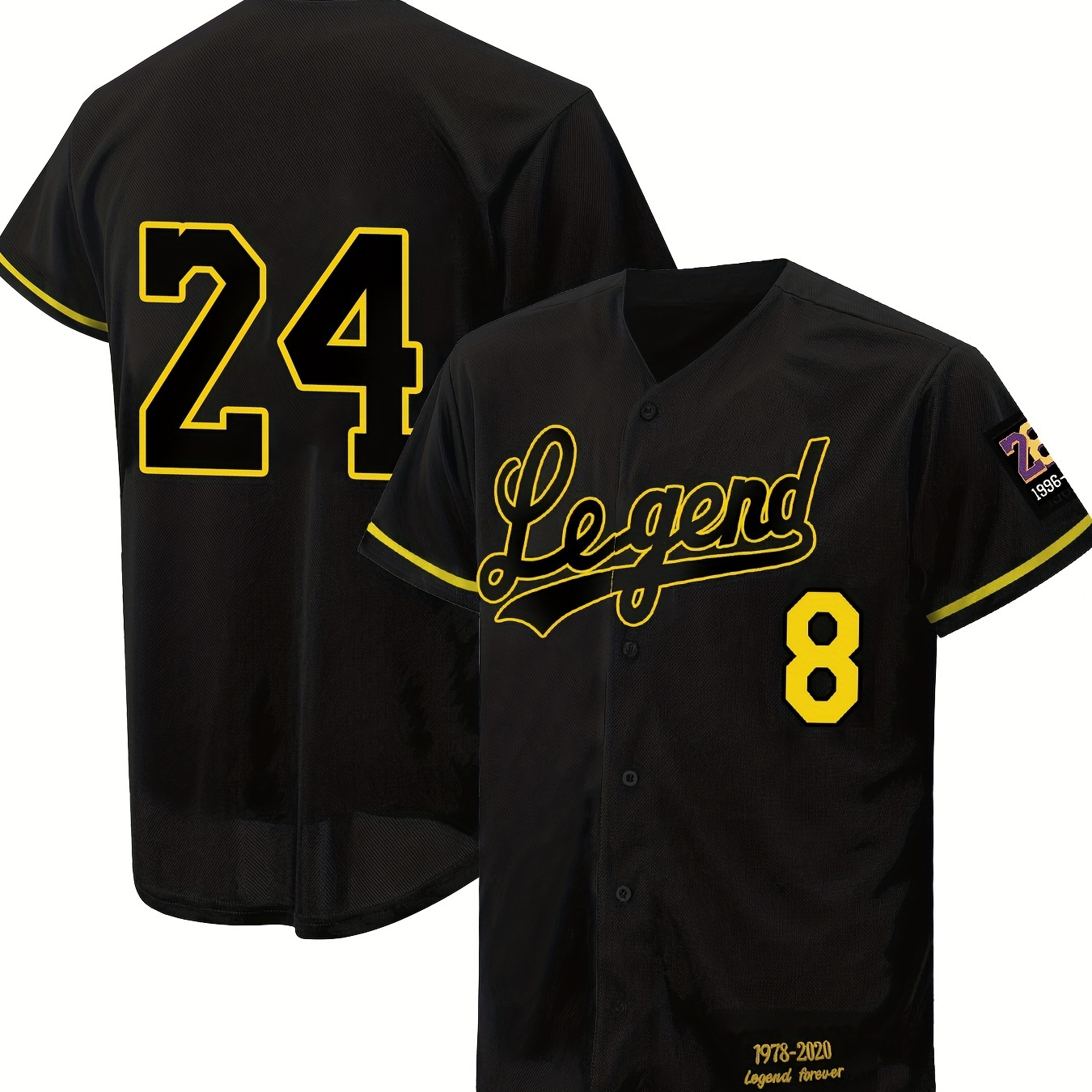 Men's #824 Legend Baseball Jersey Retro Classic Gold Characters Baseball Shirt Breathable Sweatshirt Embroidery Sports Uniform For Training Competition