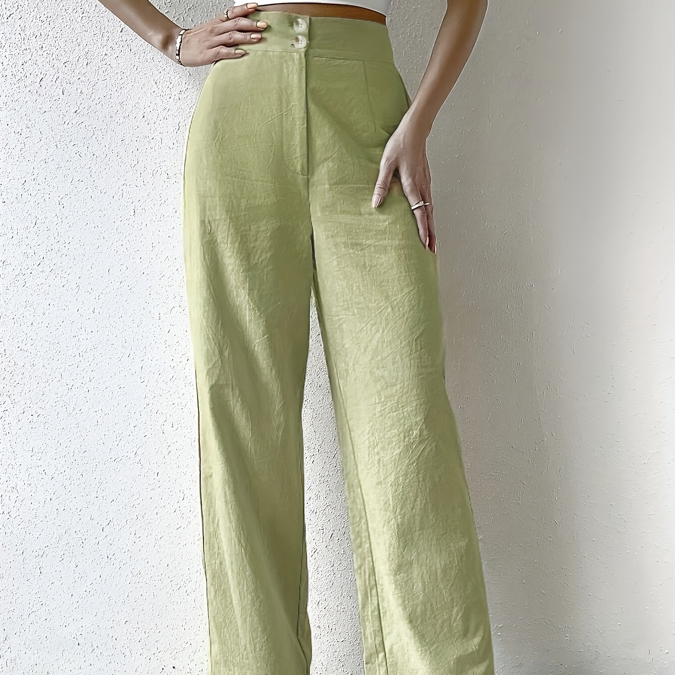 

High Waist Wide Leg Pants, Casual Loose Pants For Spring & Summer, Women's Clothing