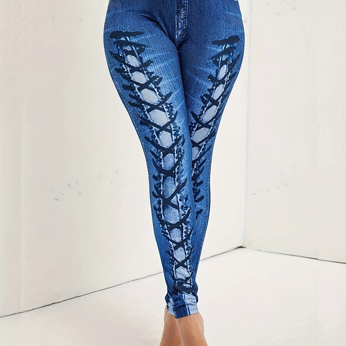 

High Wear Leggings, Artificial Jeans Printed Pants