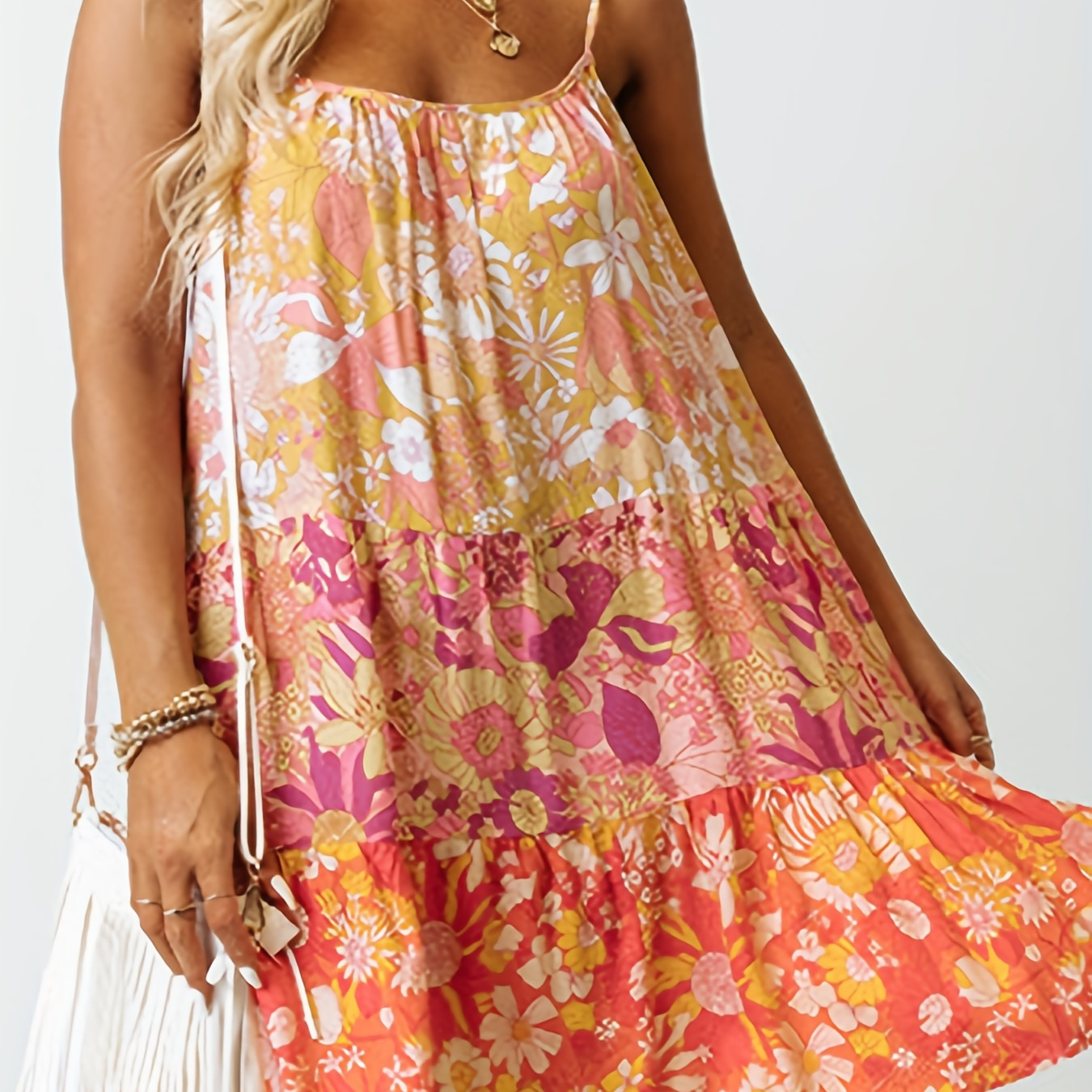 PRINTED TIERED CAMI DRESS