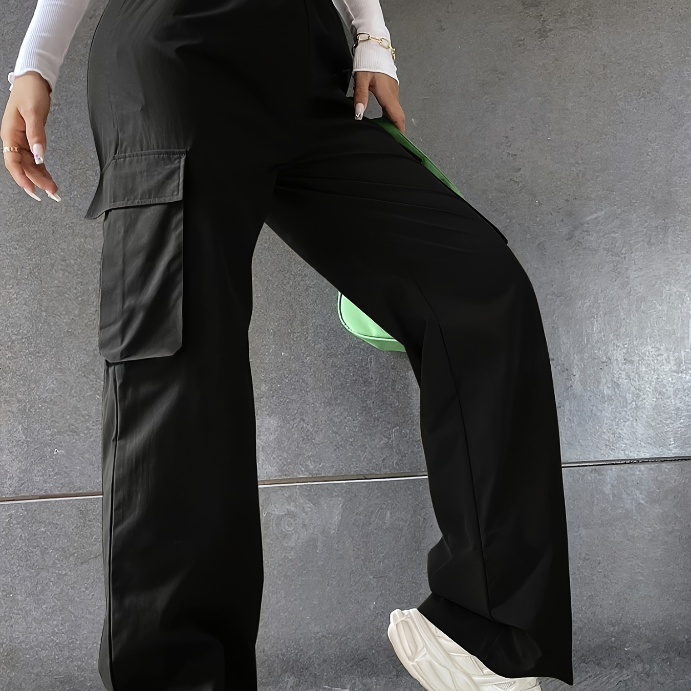 

Pantalon cargo ample et confortable pour filles avec poches à rabat pour le printemps et l'été