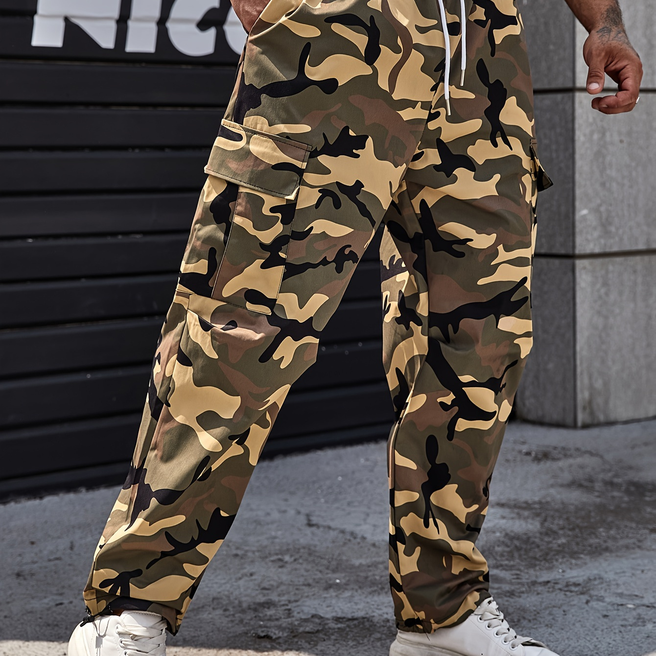 

Plus Size Men's Camouflage Cargo Pants Spring Fall Winter Pants For Sports Outdoor, Men's Clothing