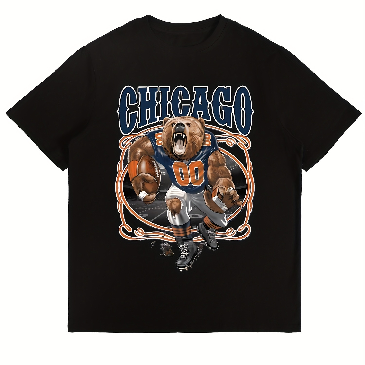 

Chicago Bear Player Print Men's Cotton 100% Cotton Short Sleeve Crew-neck Print T-shirt