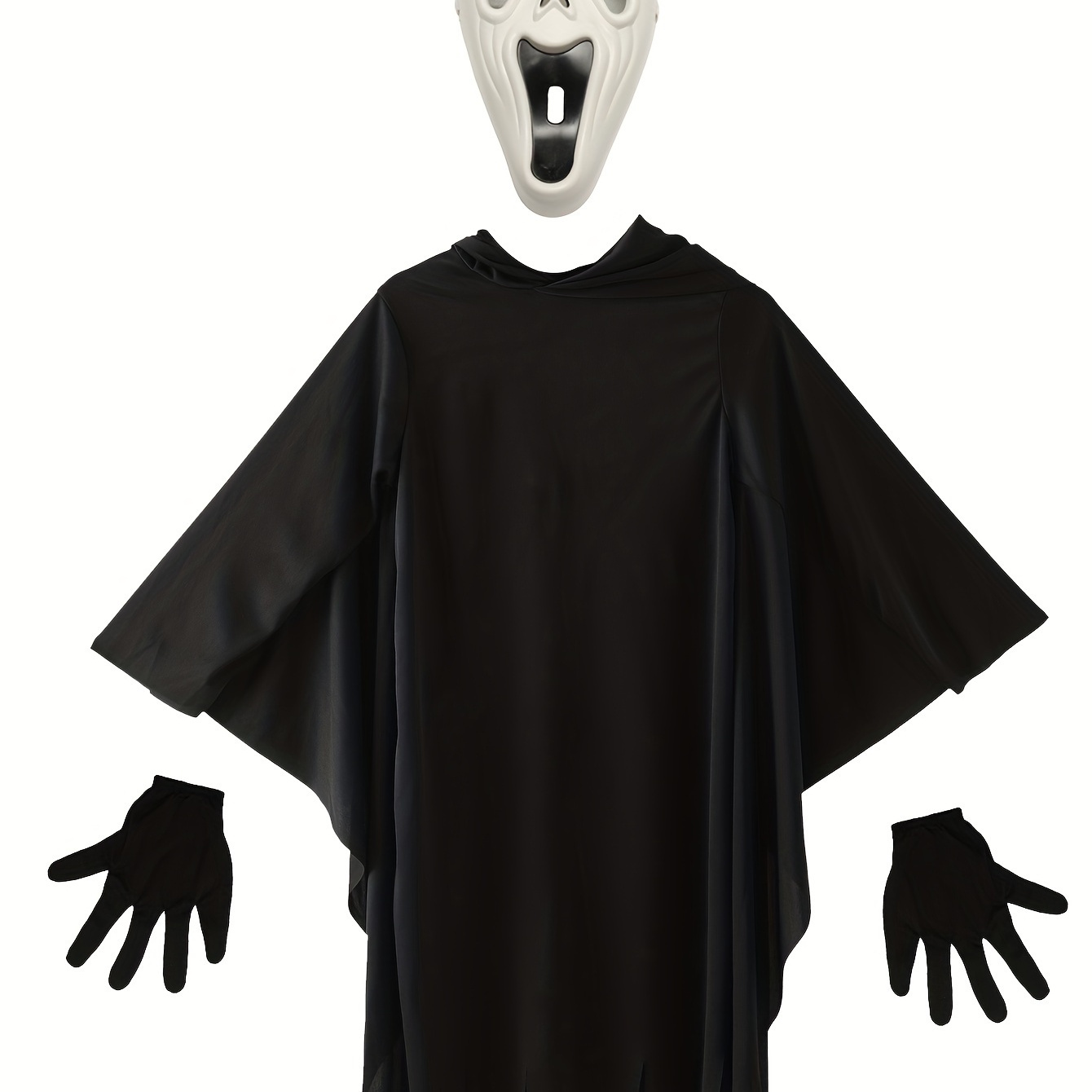 

Boy's Clothes - 3-piece Scary Smile Face Outfit Set With , Gloves, And Mask - Long Sleeve, Party Style, Suitable For Boys And Girls