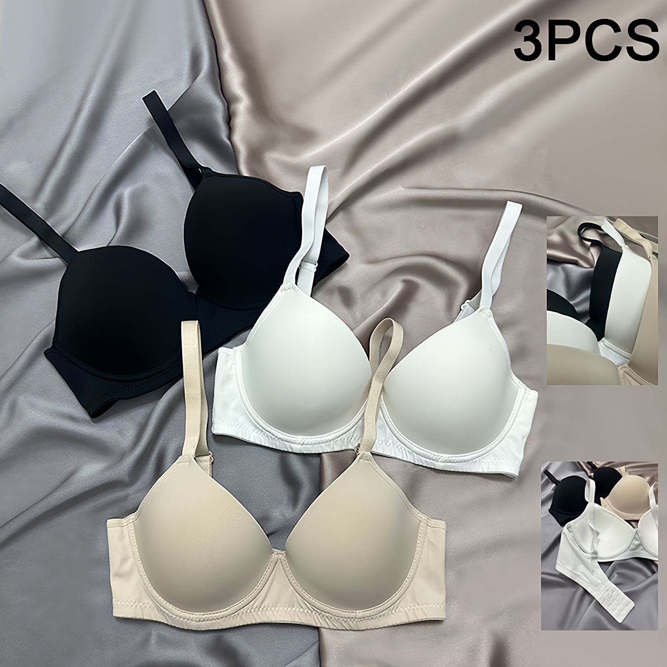 

3pcs Underwire Bra, Bra, Women's Lingerie & Underwear