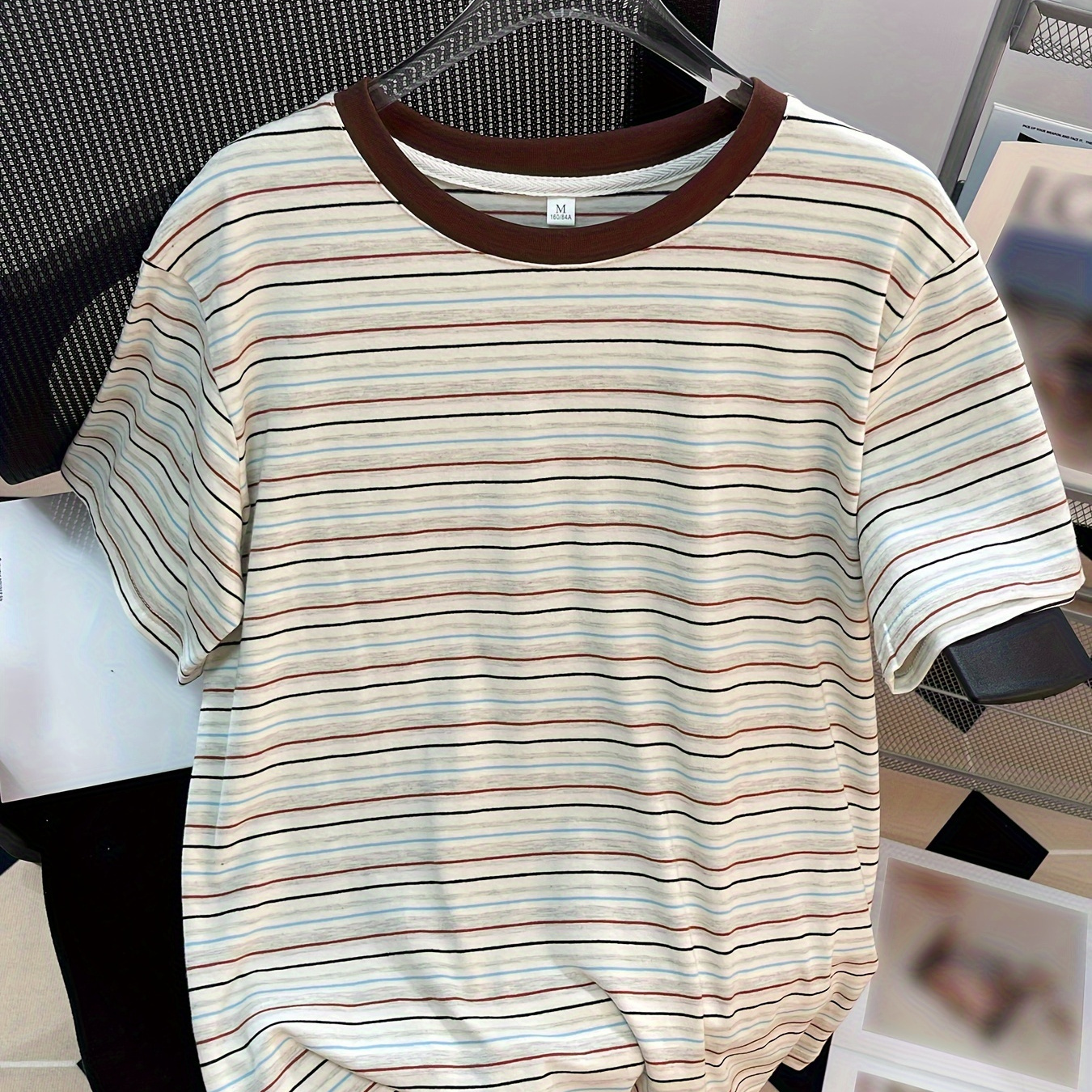 

Striped Print Crew Neck T-shirt, Casual Short Sleeve Top For Spring & Summer, Women's Clothing