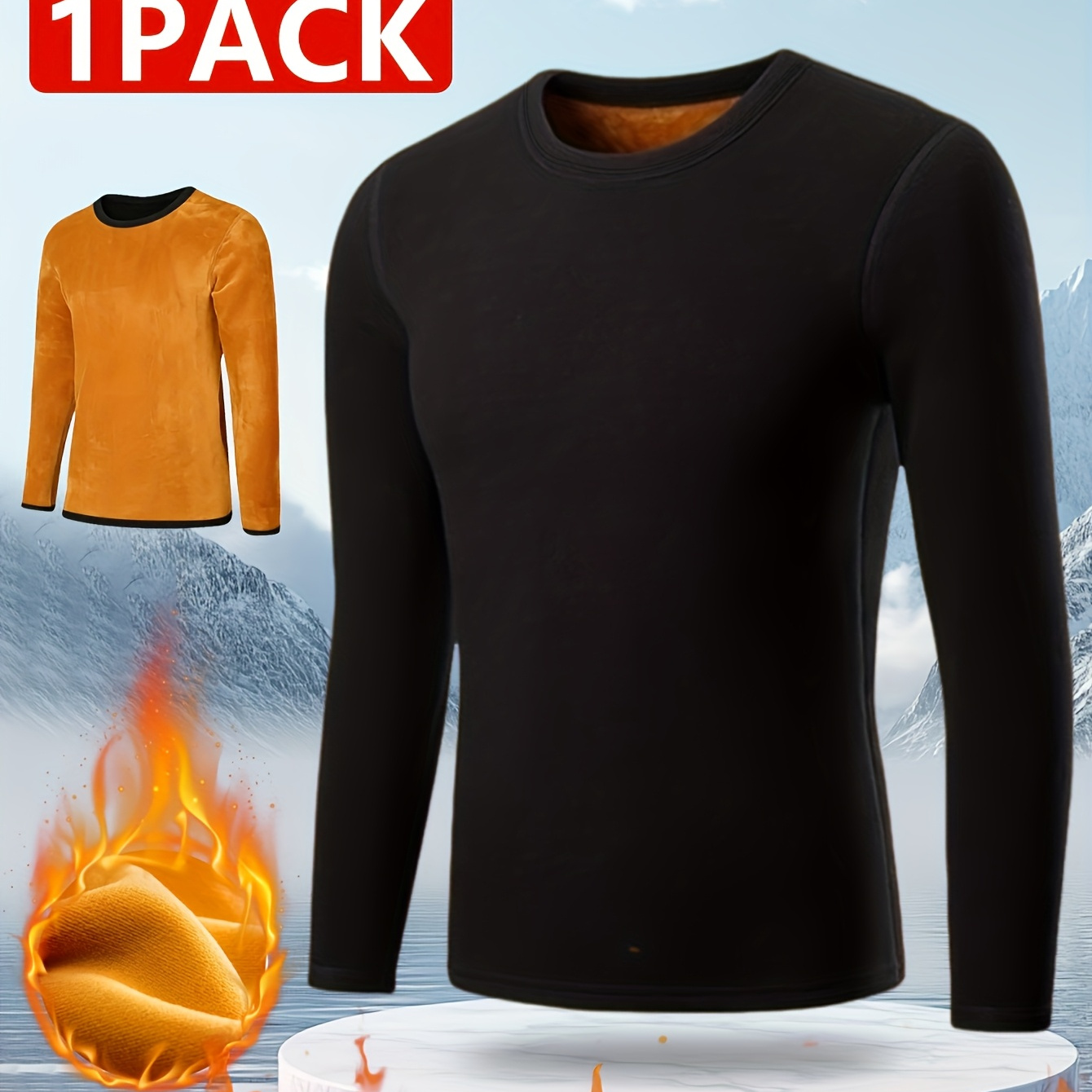 

Men's Winter Thermal Top Made Of , Stylish And Fitted Underwear, Featuring Round Neck Design For Casual Wear, Suitable For Outdoor And Home Lounging.