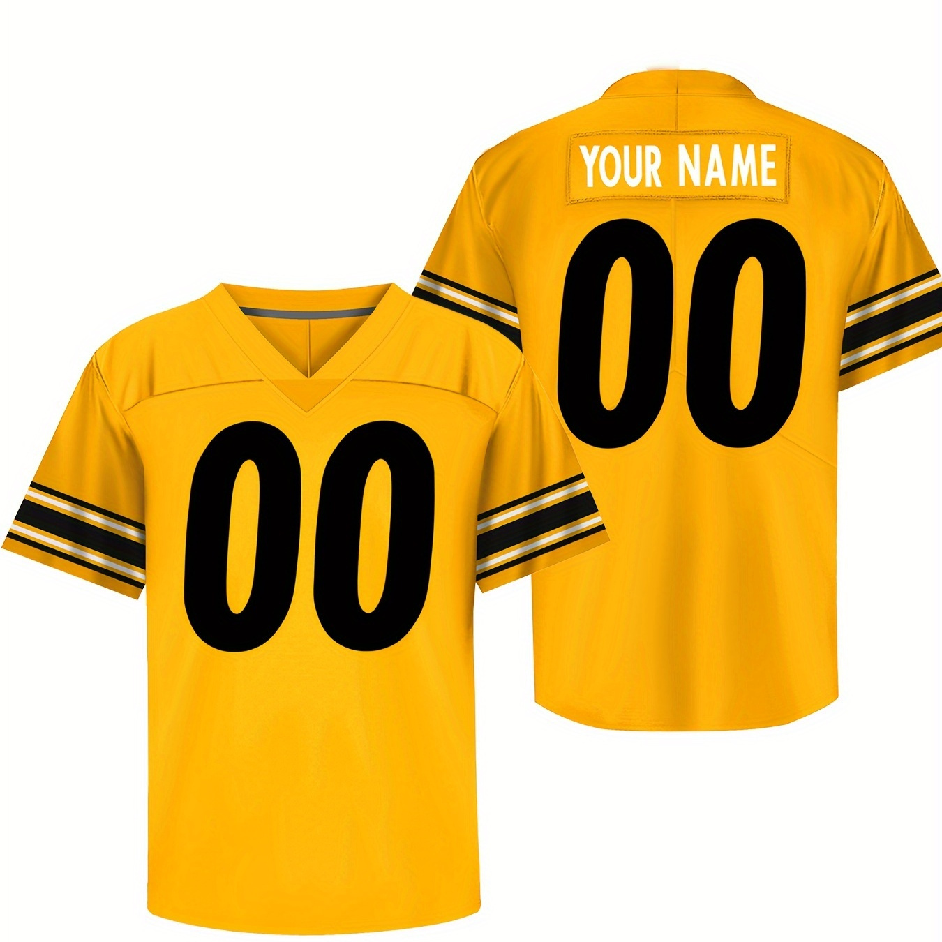 

Men's Football Jersey With Customized Name And Number Embroidery, Quick Dry Comfy Top For Summer Training & Competition