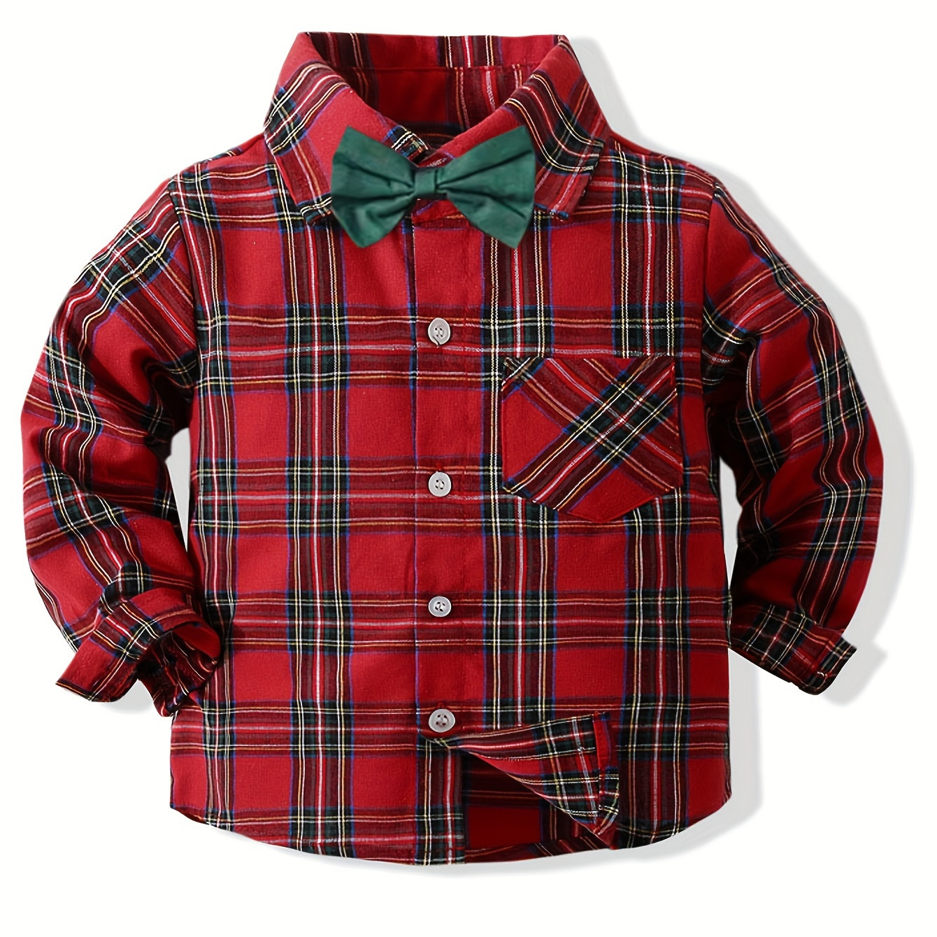 

Boys Formal Plaid Bowtie Shirts Long Sleeve Button Up Tops Spring Fall Outwear Shirts Jacket Clothes