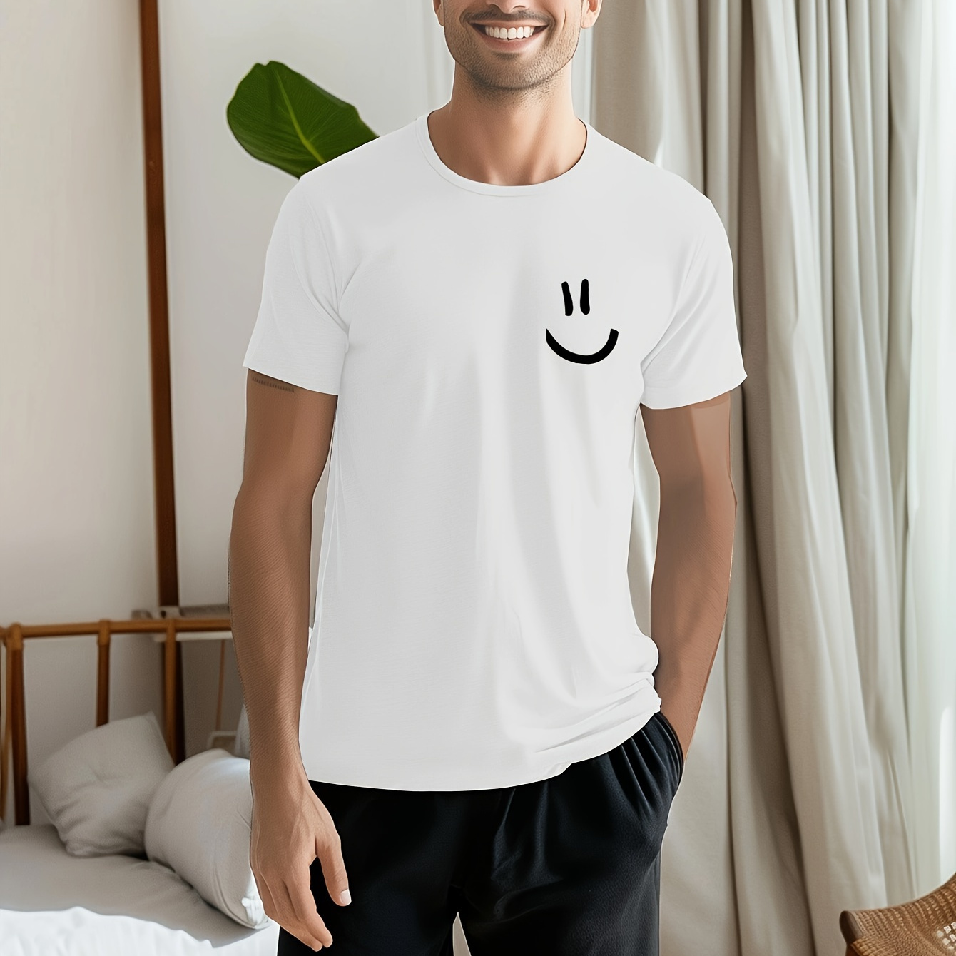 

Print, Men's Graphic Neck T-shirt, Casual For Summer, Men's Clothing Tops For Daily Gym Workout Running