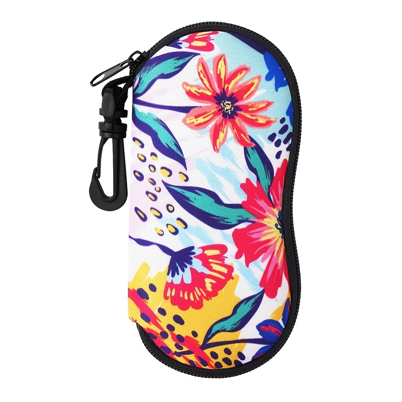 

Stylish Flower Pattern Sunglasses Case - Ultra Light Neoprene Zipper Eyeglass Soft Case With Belt Clip - Perfect For Women's Accessories!