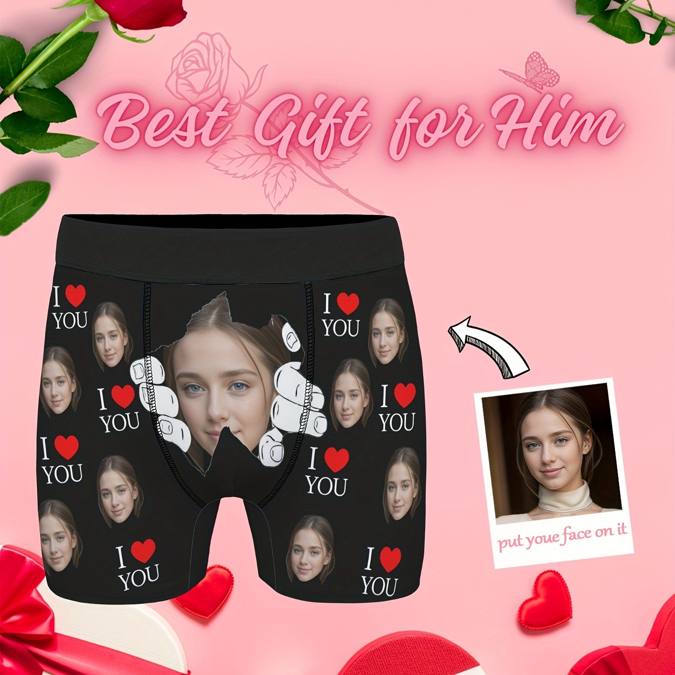 

Personalized Men's Boxer Briefs, Customized Face Photo & I Love You Print High-elastic Comfy Sexy Underwear For Boyfriend/husband - Ideal For Anniversaries And Holidays