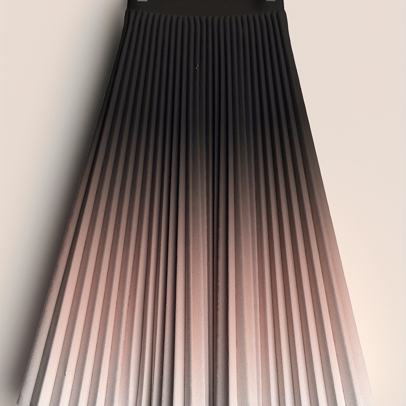 

1pc Elegant Ombre Pleated Skirt For Women, Polyester 95% Elastane 5%, Knit Fabric, Seasonal Wear