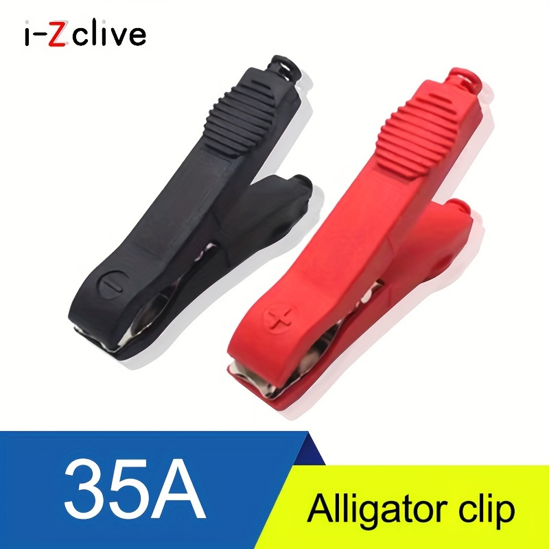 1 Pair, 35A Alligator Clips, 35A All-inclusive Copper-plated 2.95in/75mm  Long Crocodile Clips, Battery High Current Car Battery Red And Black Clips