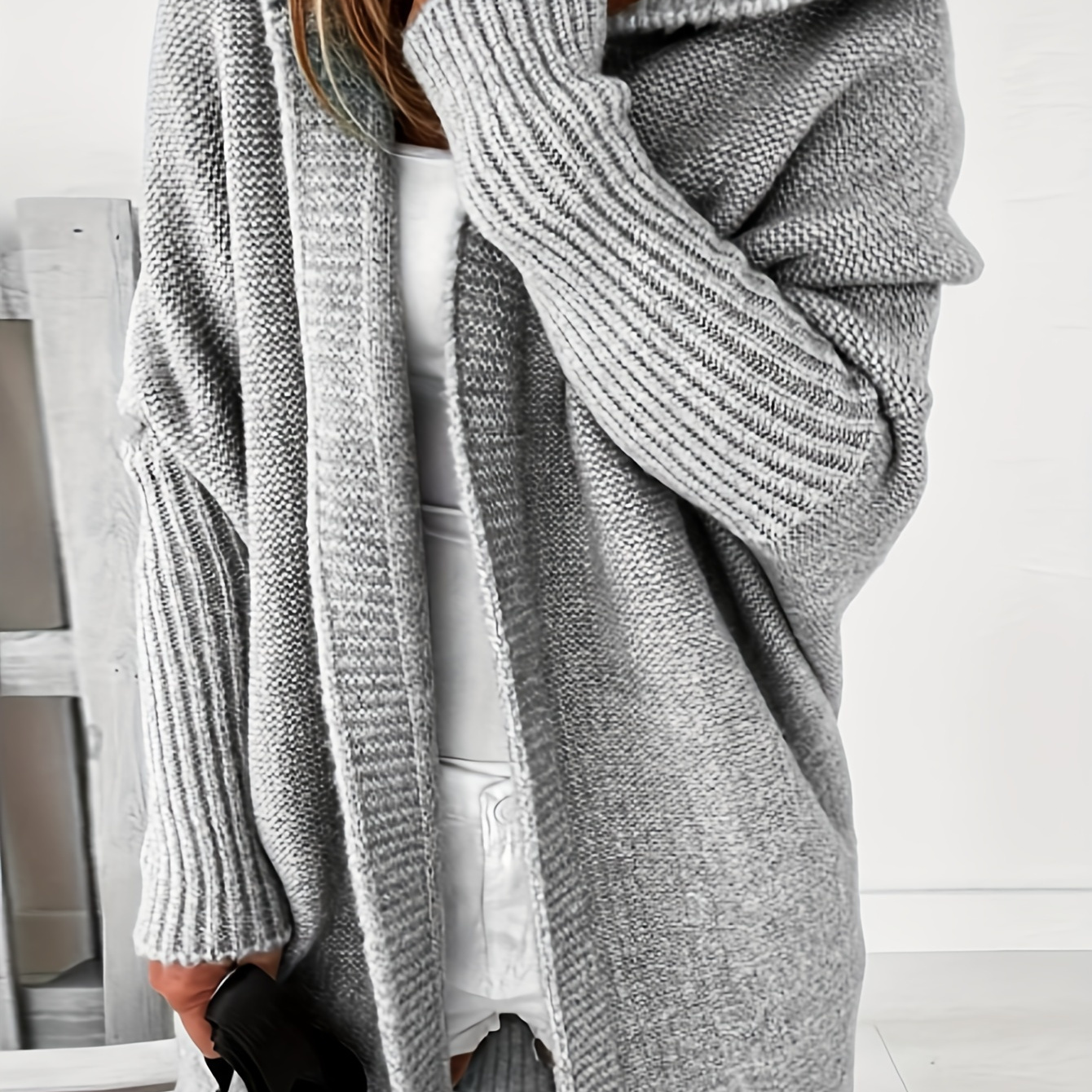 

Winter And Autumn Oversized Hooded Knit Cardigan, Long-sleeved Casual Sweater, Women's Clothing