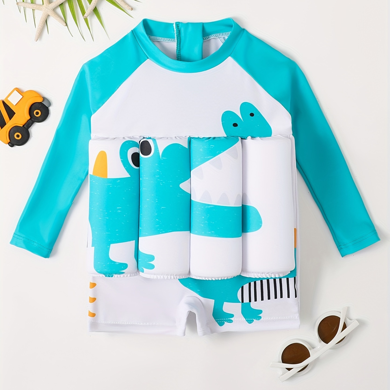 

Cute Pattern Long Sleeve Boys Swimsuit - Professional High Stretchy Buoyancy Shorts 1 Piece
