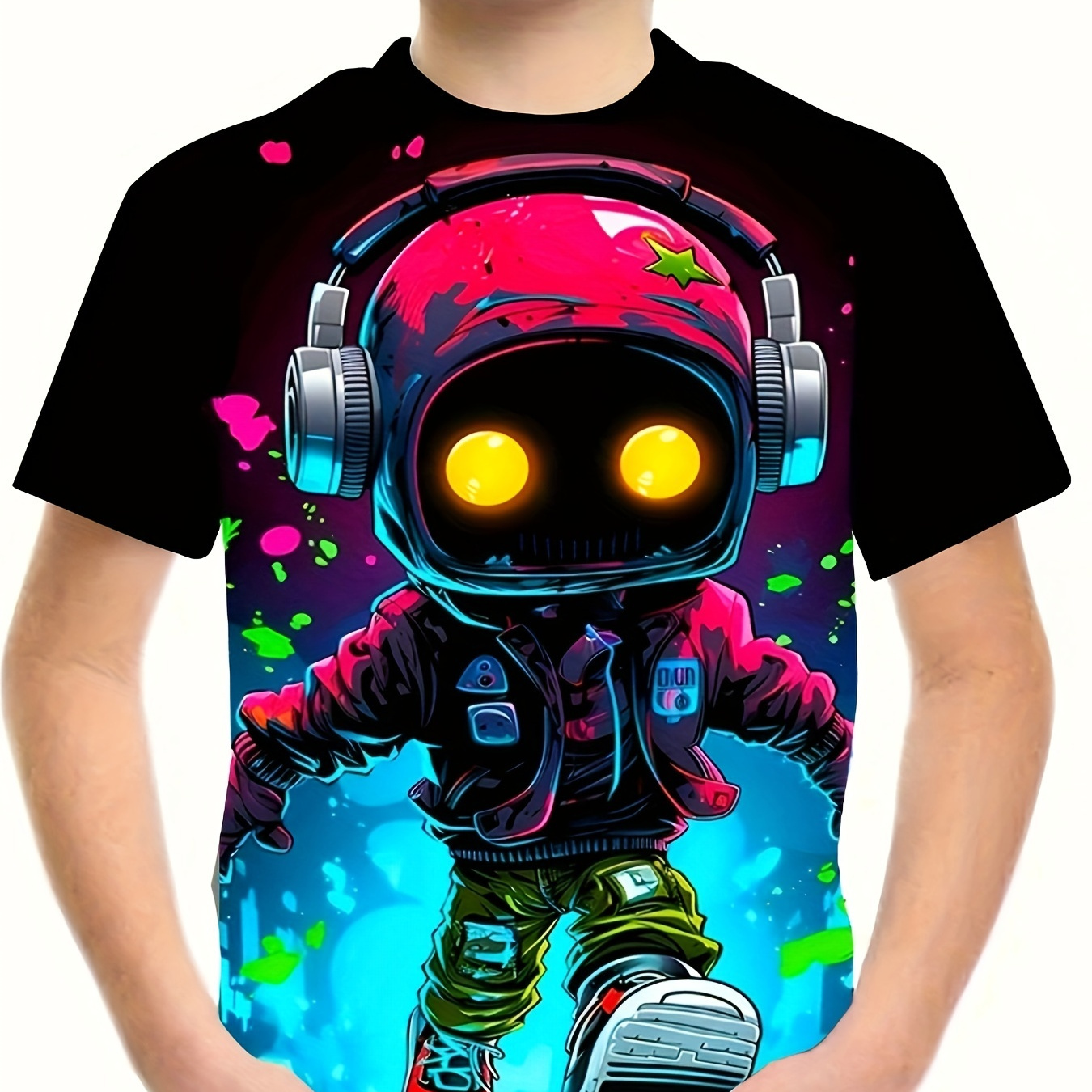 

Cartoon Colorful Robot 3d Print T-shirts For Boys - Cool, Lightweight And Comfy Summer Clothes!