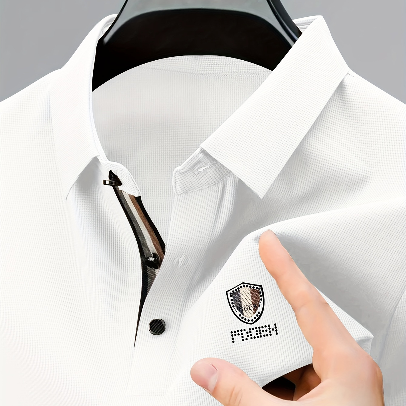 

Men's Geometric Golf Shirt, Casual Short Sleeve Shirt For Fall Outdoor