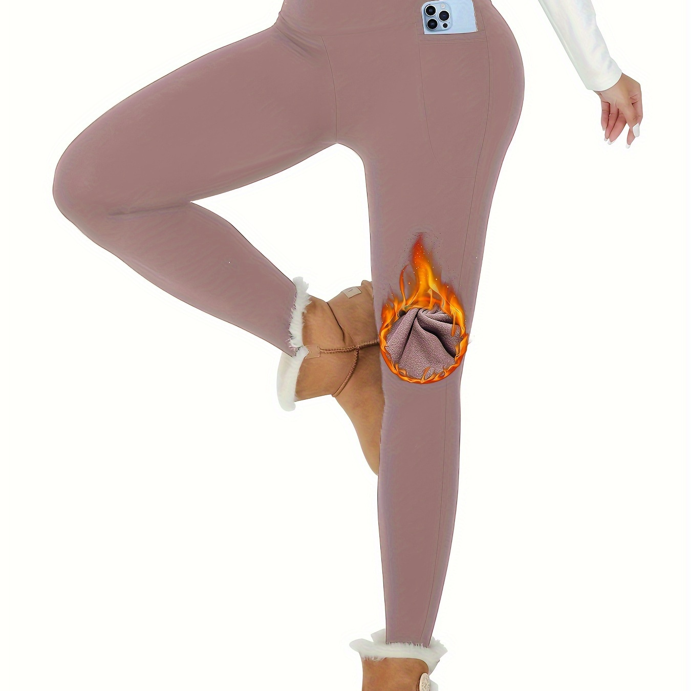 Women's Thermal Fleece Lined High Waist Yoga Leggings Pocket - Temu Malta