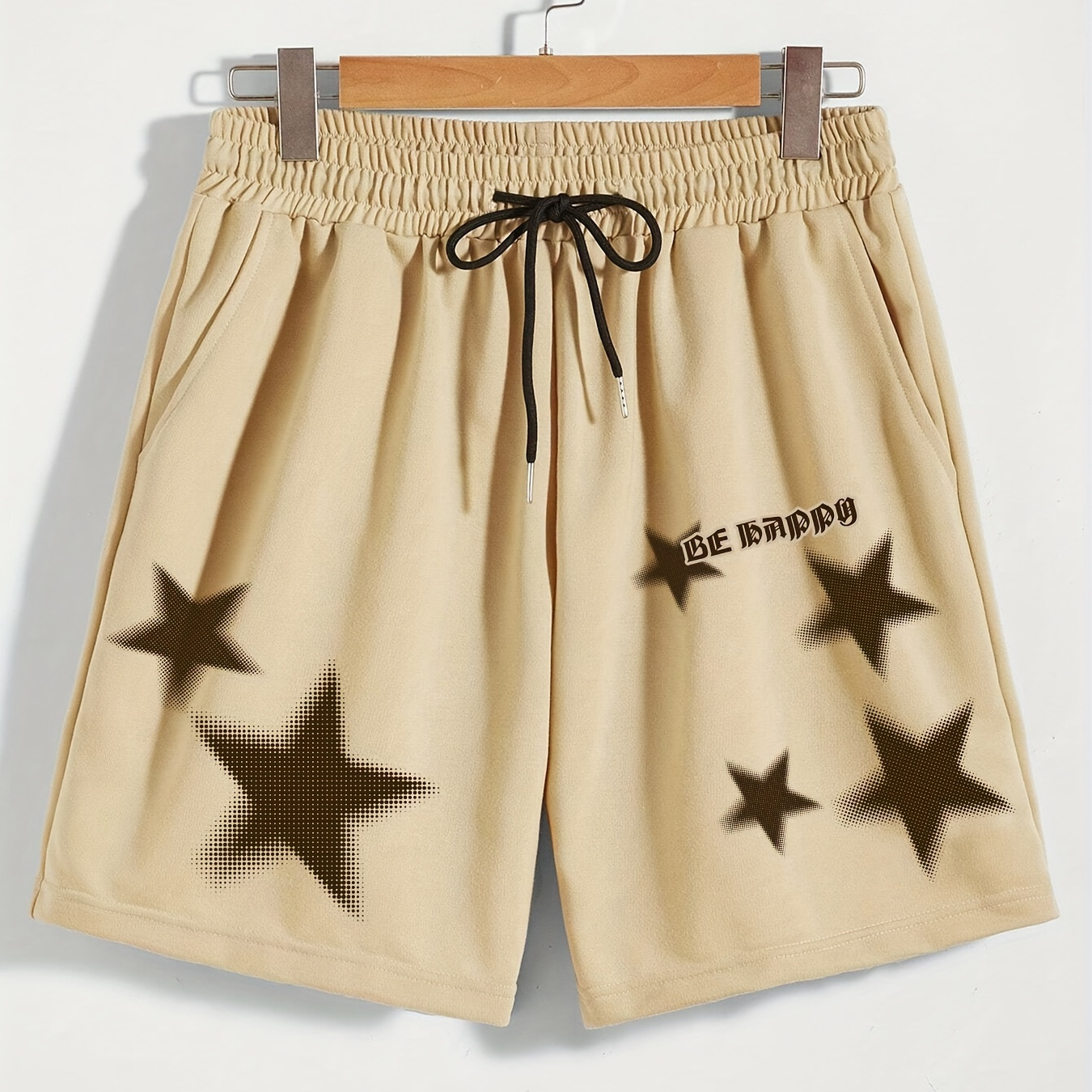 

Men's Casual Star Print Active Shorts, Drawstring Beach Shorts For Summer Beach Resort
