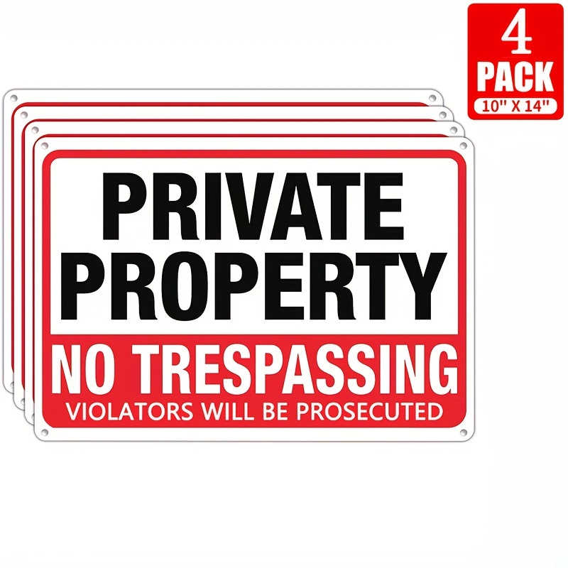 2x 'Private Property Beware Of Dogs' Schilder – 25,4x17,8 Cm, Aluminium, Reflektierend & Wasserdicht