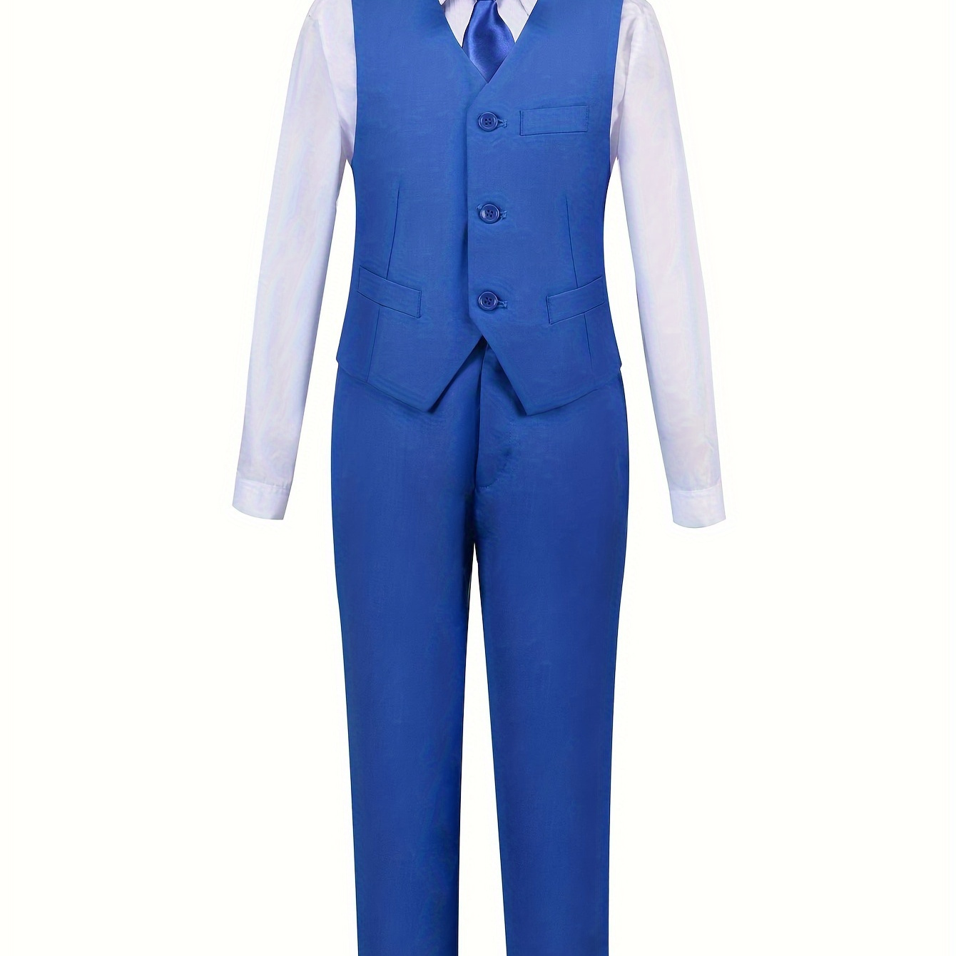 

4pcs Boys Formal Gentleman Outfits, Tie&shirt&pants&vest, Boys Clothing Set For Competition Performance Wedding Banquet Dress