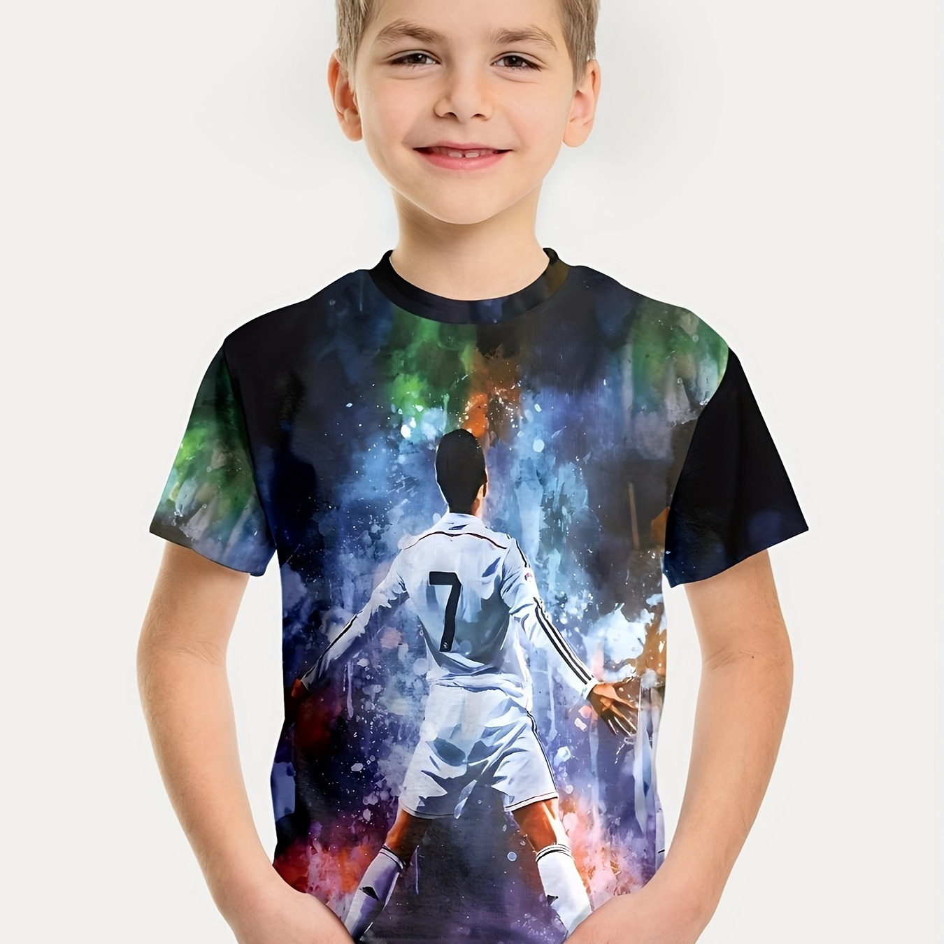 

Boy's 3d Soccer Player T-shirt - 2024 New Design - Polyester Blend - College Style - Round Neck - Regular Fit - Short Sleeves - Suitable For All Seasons - Ideal For Casual Outings - Age 12 And Under