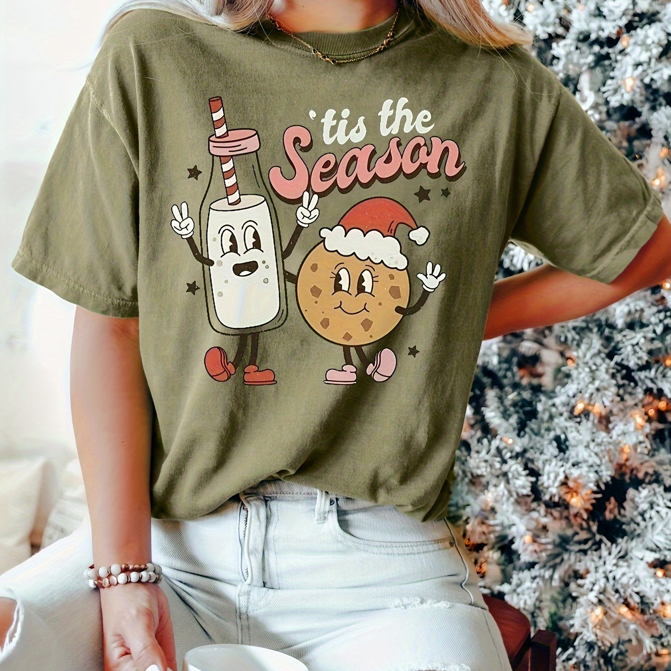 

Cartoon Graphic Print T-shirt, Casual Crew Neck Short Sleeve T-shirt, Women's Clothing